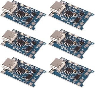 6PCS TP4056 Type-C USB Charging Module 5V 1A 18650 Lithium Battery Charging Board Power Charger Board Module with Protection Charger Module (Type C USB)