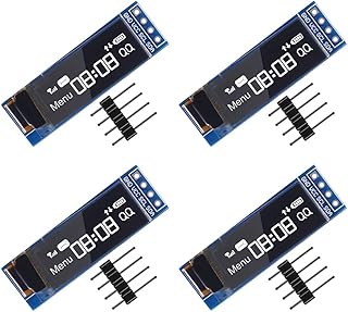 AITRIP 4pcs I2C OLED Display Module 0.91 Inch I2C SSD1306 OLED Display Module White I2C OLED Screen Driver DC 3.3V~5V for Arduino (White)