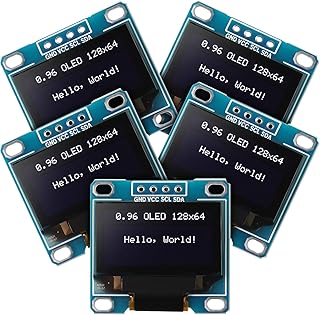 Weewooday 5 Pieces 0.96 Inch OLED Module 12864 128x64 Driver IIC I2C Serial Self-Luminous Display Board Compatible with Arduino/Raspberry PI