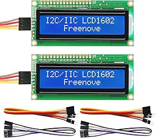 Freenove I2C IIC LCD 1602 Module (2 Pack), New Type TWI Serial 16x2 Display, Compatible with Arduino Raspberry Pi Pico ESP32 ESP8266