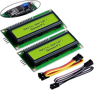 GeeekPi 2-Pack I2C 1602 LCD Display Module 16X2 Character Serial Yellow Backlight LCD Module for Raspberry Pi Arduino STM32 DIY Maker Project Nanopi BPI Tinker Board Electrical IoT Internet of Things
