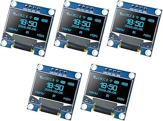 5 Pcs 0.96 Inch OLED I2C IIC Display Module 12864 128x64 Pixel SSD1306 Mini Self-Luminous OLED Screen Board Compatible with Arduino Raspberry Pi (Blue)