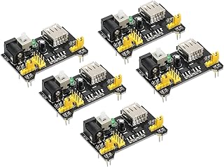 MECCANIXITY Power Supply Module DC 6.5-12V to 3.3/5V 0.7A Black for MB102 Prototype Breadboard Pack of 5
