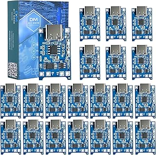 Diymore 20pcs TP4056 Type-C USB 5V 1A 18650 Lithium Battery Charger Module Charging Board with Dual Protection Functions