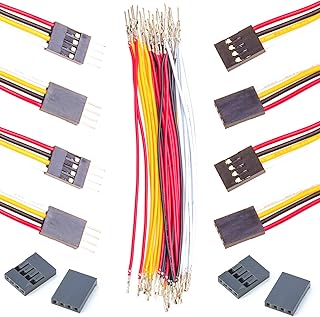 2.54mm Wire Male to Female Compatible with Dupont Connector and 22AWG Pre-Crimped Cable, Single Row 1/2/3/4/5/6/7/8/9/10P JST Connector with Length of 10/20/50/80/100CM Wire (5Pcs MF 4P-10CM)