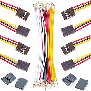 Dupont 2.54mm Wire Female to Female Dupont Connector & 22AWG Pre-Crimped Cable, Single Row 1/2/3/4/5/6/7/8/9/10P JST Connector with Length of 10/30/50/100cm Dupont Wire (5Pcs FF 4P-30CM)
