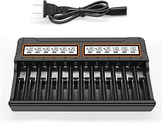 Battery Charger 18650 Charger 12 Slots Aa.AAA Metal Hydride/Lithium Battery Smart Universal Charger with Display US-Plug Abs