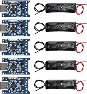5pcs TP4056 Type-C USB 5V 1A 18650 Lithium Battery Charger Module with Dual Protection Function + 5pcs 18650 Battery Holder