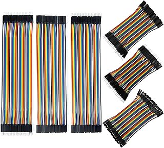 REXQualis 240pcs Dupont Wire Kit, 10cm and 20cm Jumper Cables, 40-Pin M-F/M-M/F-F, Rainbow Ribbon Breadboard Wires Compatible with Arduino Projects