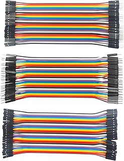 RGBZONE 120pcs 15CM Multicolored Dupont Wire 40-pin Male to Male, 40 pin Male to Female, 40pin Female to Female Solderless Breadboard Jumper Wires Ribbon Cables Kit for Arduino (3x15cm)