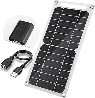 Mini 5V 6W USB Solar Panel, Portable 5 Volt 6 Watt High Efficiency Monocrystalline Solar Panel Charger with 55inch Cable for Cellphone Camera Fan Camping Lantern etc.