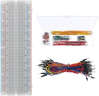 3 Values 206 Pcs Electronic Fun Kit with 1 Pcs Breadboard 830 Tie Points, 140 Pcs Preformed Breadboard Jumper Wire with Box, 65 Pcs Jumper Wires