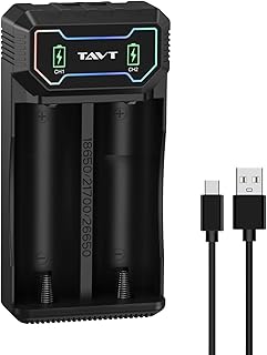 21700 26650 18650 Lithium Battery Charger, LED Intelligent Portable Battery Charger for Li-Ion Rechargeable Battery 18650/21700/ 26650（with Charging Cable）