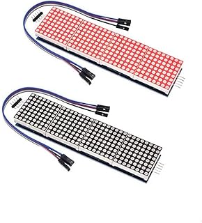 MAX7219 LED Dot Matrix Module, 2-Pack Microcontroller Display Modules with Connection Cables