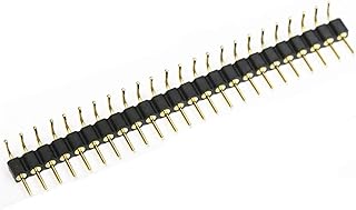 20pcs 1x40P 2.54mm Round Hole Male Tin Gold Female Pin Header Single Row 0.1" Breakable PCB IC Crystal Transistor outled(RA Male Gold)