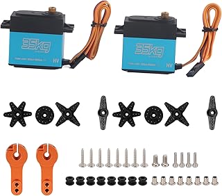 RC Servo, 2pcs 35KG Coreless Motor Digital Servo Aluminum Alloy Gear Servo Servo Motor Micro Servo Blue for 1/8 1/10 1/12 RC Car