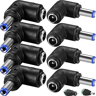 8PCS Right Angle Power Jack 90 Degree DC 5.5x2.1mm Male to Female Plug Coupler Adapter 5V 5A Barrel Charging Cable Converter for Laptop CCTV Camera Strip Lighting