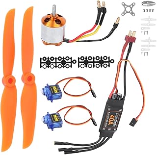 A2217 2300KV Brushless Motor, RC Plane Parts, High Performance 40A ESC with SG90 9G Micro Servo and 6035 Propeller, Lightweight Low Noise Design for DIY RC Aircraft