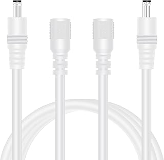 18 AWG 2-Pack 6FT DC Power Extension Cable, 5.5mm x 2.1mm Male to Female Barrel Plug Jack Power Supply Adapter 5.5x2.1mm Extension Cord for CCTV Surveillance Security Camera LED Strip, White