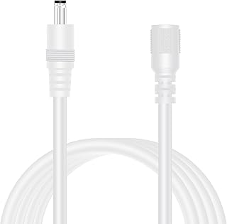 18 AWG 10FT DC Power Extension Cable, 5.5mm x 2.1mm Male to Female Barrel Plug Jack Power Supply Adapter 5.5x2.1mm Extension Cord for CCTV Surveillance Security Camera LED Strip, White