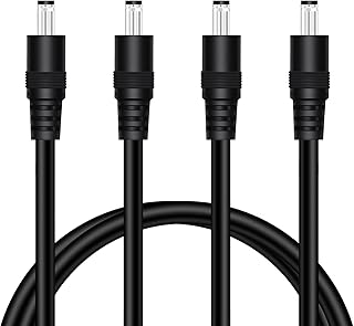 Fancasee 18AWG 2-Pack 3FT DC Power Cable Male to Male, 5.5mm x 2.1mm DC Barrel Plug Jack Power Supply Adapter 5.5x2.1mm Power Cord for CCTV Surveillance Security Camera LED Strip