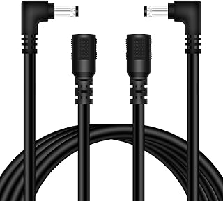 18AWG 2-Pack DC Power Extension Cable, 5.5mm x 2.1mm Right Angle Male to Female Barrel Plug Jack Power Supply Adapter 5.5x2.1mm Extension Cord for CCTV Surveillance Security Camera LED Strip, 10FT