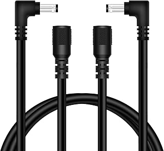 18AWG 2-Pack DC Power Extension Cable, 5.5mm x 2.1mm Right Angle Male to Female Barrel Plug Jack Power Supply Adapter 5.5x2.1mm Extension Cord for CCTV Surveillance Security Camera LED Strip, 3FT