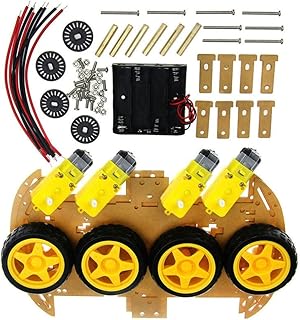 4WD Robot Car Chassis Kit with Speed Encoder, ABS+Metal, Stable Quad-Drive RC Platform
