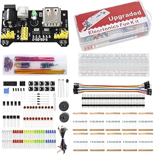 RichVibe Complete Electronics Starter Kit with 830-Point Solderless Breadboard, Power Module, Jumper Wires (65+140pcs), Diodes, Transistors, ICS, Capacitors, LEDs, Resistors, Buzzers and Buttons