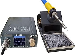 T12 Soldering Station Kit, 75W Digital Display Temp Control 122~932°F, Auto Standby, with Three Solder Tips, Solder Handle, Solder Holder and Sponge Solder Iron Station Kit for Electronics Repairing