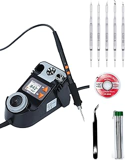 982-V Micro Soldering Station Kit | Micro Soldering kit - Compact Electric Iron with 5 Tips, Rapid Heating 194-842°F, Full-Color LCD, Sleep Mode for Ultra-Small SMD