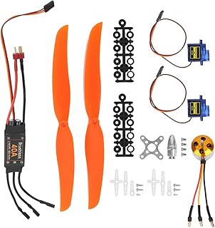 A2212 1000KV Brushless Motor, 40A ESC with SG90 9G Micro Servo and 1060 Propeller, High Efficiency RC Plane Parts, Complete Kit for DIY RC Aircraft with Safety Protection