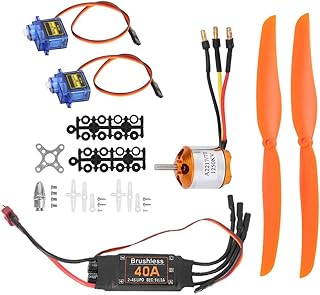 KIMISS A2217 1250KV Brushless Motor with 40A ESC, SG90 9G Servo & 8060 Pr Lers for RC Plane – Complete RC Parts Set (A2217 KV1250KV+40A ESC SG90 9G Micro-servo 8060)