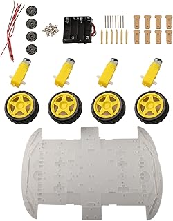 4WD Robot Car Chassis Kit with Speed Encoders, ABS+Metal Construction, Compatible with for Arduino for DIY Robotics Projects and STEM Education