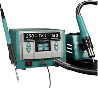 Soldering Iron Station, 1500W Intelligent Programming Kit, Adjustable Temperature 212-932°F, 1-120 Air Volume Levels, 128L/min Maximum, Ideal for Factory Use