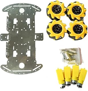 4WD Robot Chassis for Mecanum Wheel Aluminum Alloy Car Frame Kit with Motors Compatible with for Arduino Educational Robotics Programming (A)