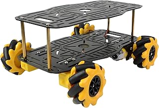 Mecanum Robot Chassis Car Kit with 360° Omnidirectional Wheel, Aluminum Alloy Frame, 60mm Omnidirectional Wheels, TT Motor, Robotic Moving Platform for DIY Education Robot