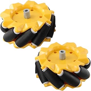 Omnidirectional Mecanum Wheels for Smart Robot Car DIY Kit, 80mm Diameter Rubber Tires Compatible with TT Motors and Building Blocks, 2PCS