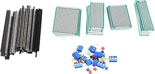 Double Sided PCB Boards Kit 100 Pcs | 2.54mm Hole Spacing Universal Prototype Panels | DIY Electronics/Soldering Projects for Beginners | 40 Pin Connectors, Jumpers, Plastic Box