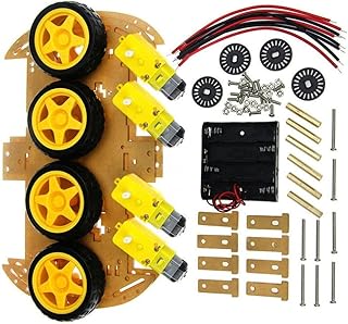 4Wd Robot for Smart Car Chassis Kit for Arduino, Includes Gear Motors and Speed Encoders for DIY Robotics Projects