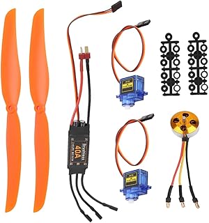1000KV Brushless Motor Reliable and Durable for RC Plane Parts, 40A ESC Micro Servo 1060 Propeller for Beginners and Professionals (A2212 1000KV brushless Motor 40A ESC SG90 9G Micro)