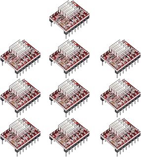 10 Pieces of A4988 Stepper Motor Driver Modules with Heat Sinks, Suitable for 3D Printer Reprints, Applicable to Mendel, Huxley and Arduino.