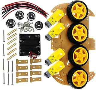 4WD Robot Car Chassis Kit with Speed Encoders, ABS + Metal Construction, Quad-Drive DC Motors, 2-Pack