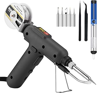 Soldering Iron Kit, 80W Automatic Soldering Guns with Ceramic Heater & 5Pcs Iron Tips & 2Pcs Tweezers & Solder Wire, Electric Welding Guns for (80W Electric + 50g Solder Wire