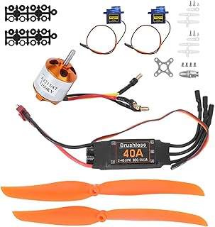 Luqeeg High 1100KV Brushless Motor with 40A ESC and 9G Micro Servo for RC Plane, Comprehensive Protection, Ideal for Beginners and Experts (A2217 KV1100KV brushless Motor 40A ESC SG90 9G)