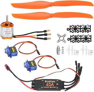 RiToEasysports Brushless Motor, Powerful with 40A ESC and SG90 9G Micro Servo, Ideal for RC Planes and Drones (A2217 KV1250KV+40A ESC SG90 9G Micro-servo 8060)