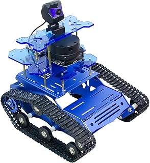 Robot Car Kit, ROS Intelligent Tracked Robot with Autonomous Navigation & Path Planning, Raspberry Pi Compatible Platform for STEM Education and AI Experimentation, Gift for Adults (Blue)