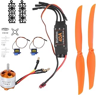 RiToEasysports RC Plane Part Kit, 1100KV 40A ESC Brushless Motor Micro Servo SG90 9G 1060 Propeller Drone Plane Upgrade Accessory for A2217 RC (A2217 KV1100KV Brushless Motor 40A ESC SG90 (A2217