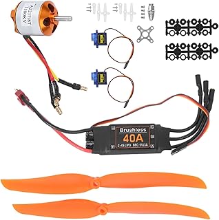 Generic 1100KV Powerful Brushless Motor 40A ESC SG90 Micro Servo 1060 Propeller for RC Plane Parts Installation (A2217 KV1100KV brushless Motor 40A ESC SG90 9G)