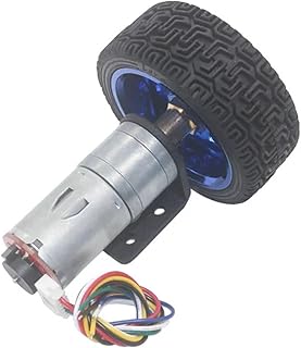 Geared Motors 6V 12V 24V DC Gear Motor with Encoder and 65mm Wheel Coupling Kit(26RPM,6V)